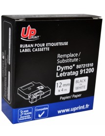 UP-DYMO LETRATAG PAPER TAPE CASSETTE COMP 91200-S0721510-BLACK ON WHITE