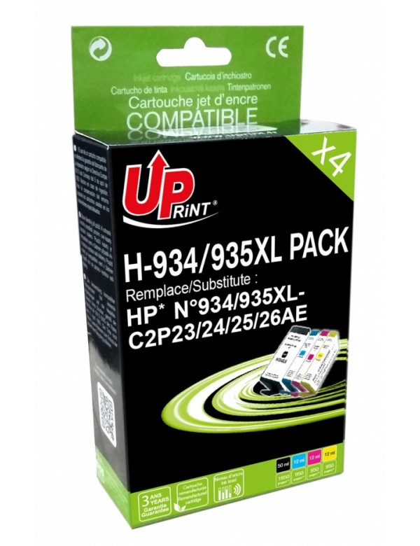 UP-H-934/935XL-PACK 4 HP C2P23/24/25/26AE-N°934/935XL-WITH CHIP-V4 (BK+C+M+Y)