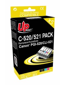 UP-C-520/521-PACK 5 CANON IP3600/4600/4700-CLI521/PGi520-WITH CHIP (2BK+C+M+Y)-R