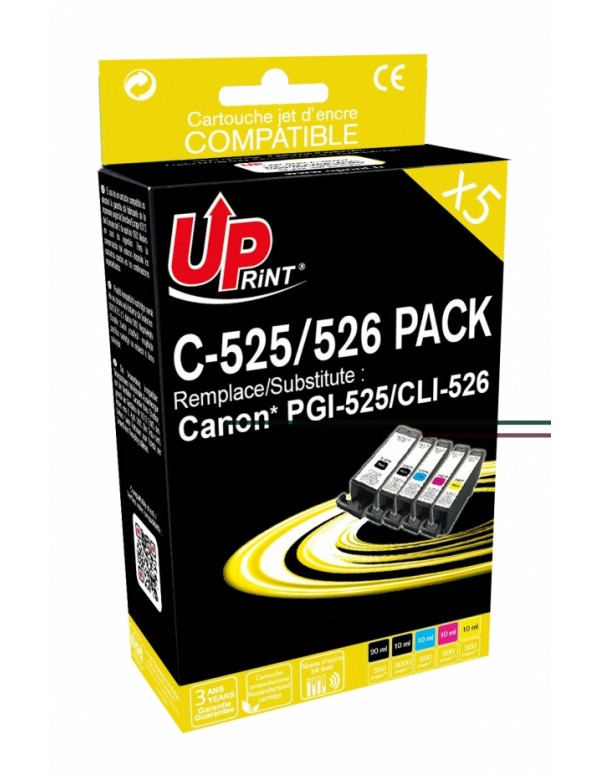 UP-C-525/526-PACK 5 CANON IP4850/4950-PGI525/CLI526 (PGI525BK+CLI526BK+C+M+Y)-RE