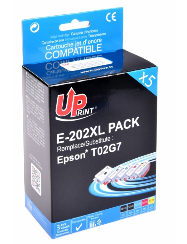 UP-E-202XL-PACK 5-EPSON XP6000/6005-T02G7-BK+PBK+C+M+Y