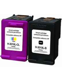 UP-H-301XL-PACK 2 HP CH563EE/CH564EE/N°301XL-BK+CL-NEW GENERATION-REMA-E