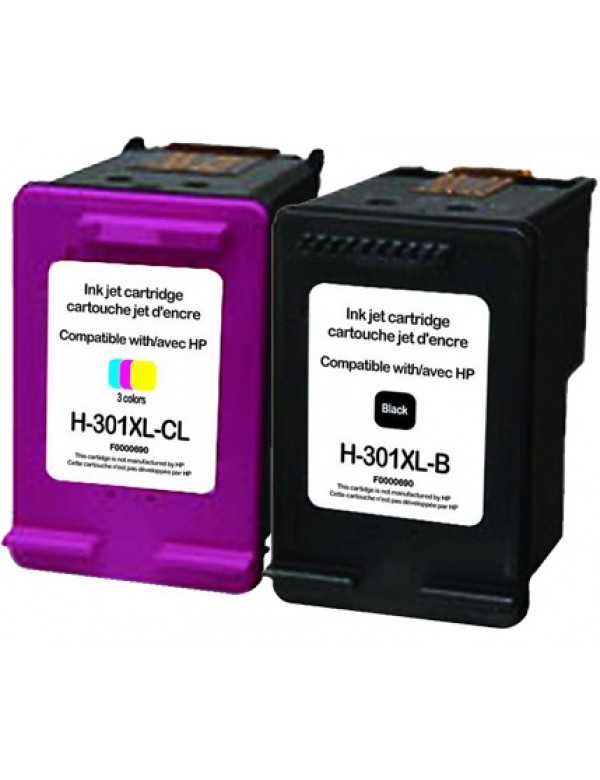 UP-H-301XL-PACK 2 HP CH563EE/CH564EE/N°301XL-BK+CL-NEW GENERATION-REMA-E