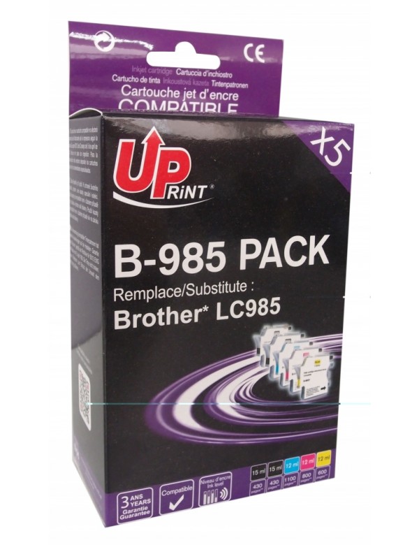 UP-B-985-PACK 5 BROTHER DCP J125/315-MFC J265/410-LC985 (2BK+C+M+Y)