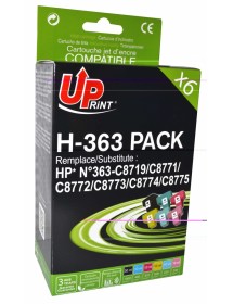 UP-H-363-PACK 6 HP C8719E/71/2/3/4/5-N°363-REMA (BK+C+M+Y+LC+LM)