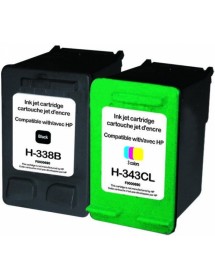 UP-H-338/343-PACK 2 HP C8765/66-N°338/N°343-REMA-(BK+CL)